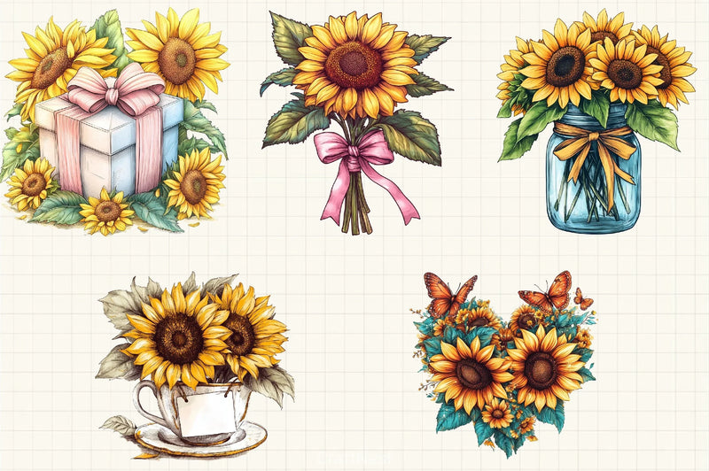 Sunflower Mother's Day Clipart Bundle 3 - CraftNest - Digital Crafting and Art