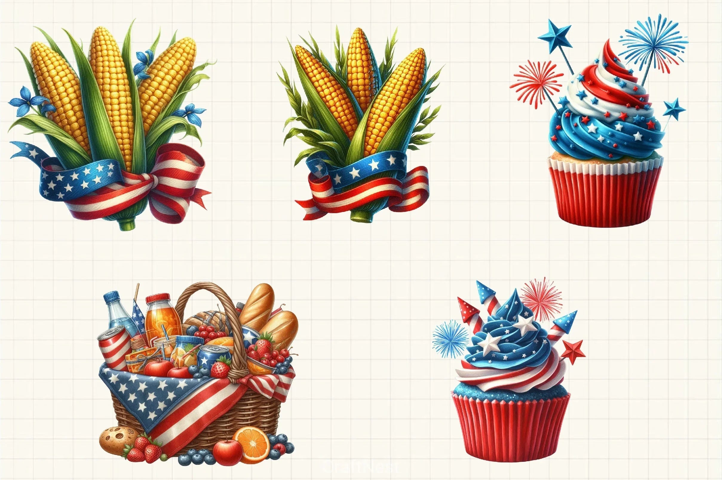 4th of July Party Foods Clipart Bundle - CraftNest - Digital Crafting and Art