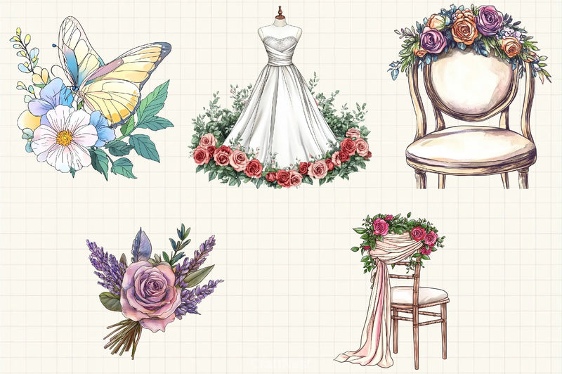 Elegant Wedding Clipart Bundle 2 - CraftNest - Digital Crafting and Art
