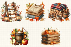 Rustic Cozy Autumn Clipart Bundle 12 - CraftNest - Digital Crafting and Art