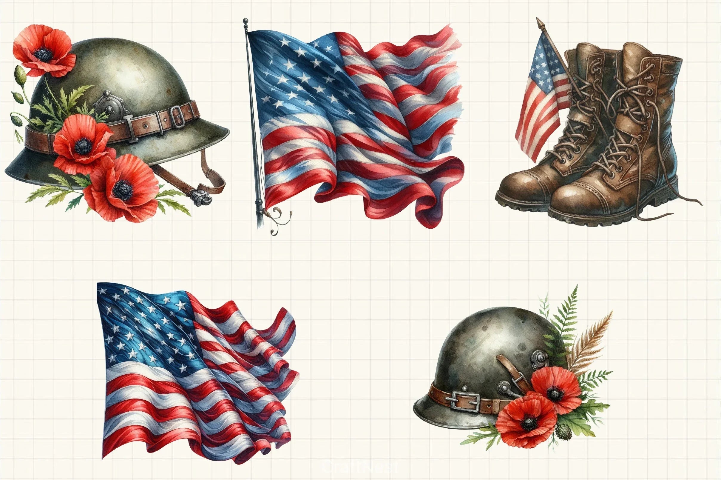 Memorial Day Clipart Bundle 3 - CraftNest - Digital Crafting and Art