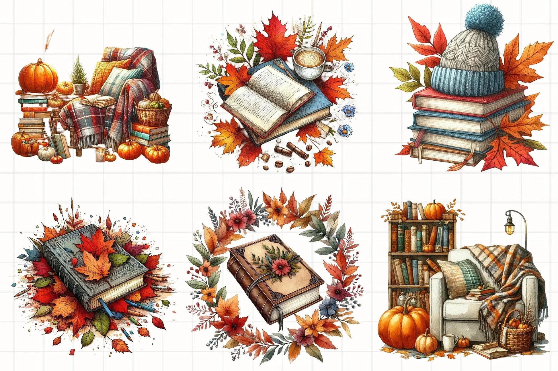 Autumn Fall Books Clipart Bundle - CraftNest - Digital Crafting and Art