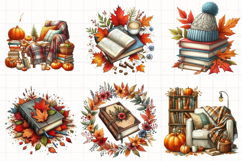 Autumn Fall Books Clipart Bundle - CraftNest - Digital Crafting and Art