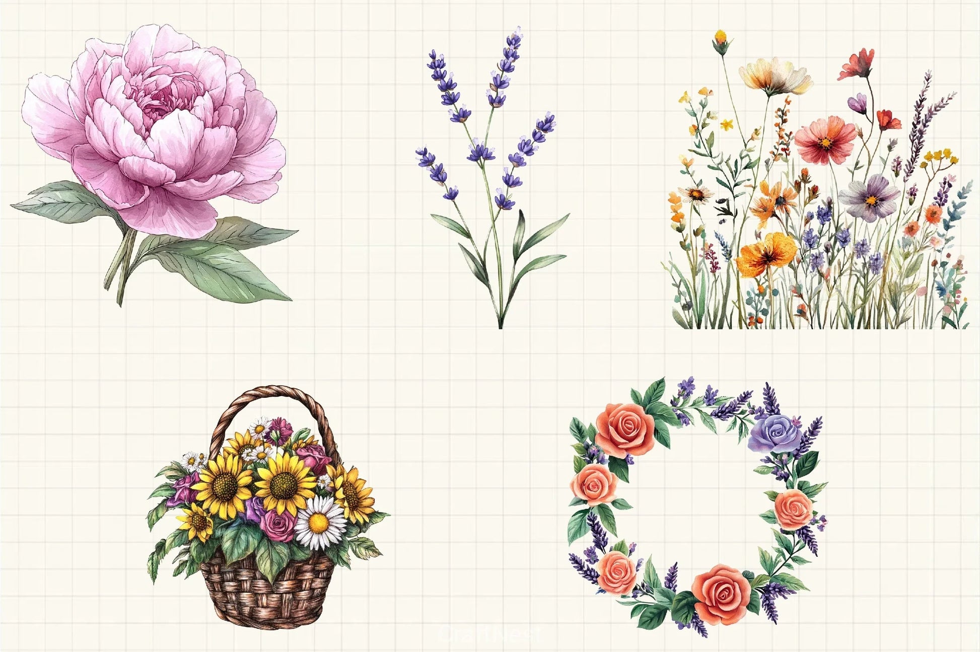 Summer Flowers Clipart Bundle 38 - CraftNest - Digital Crafting and Art