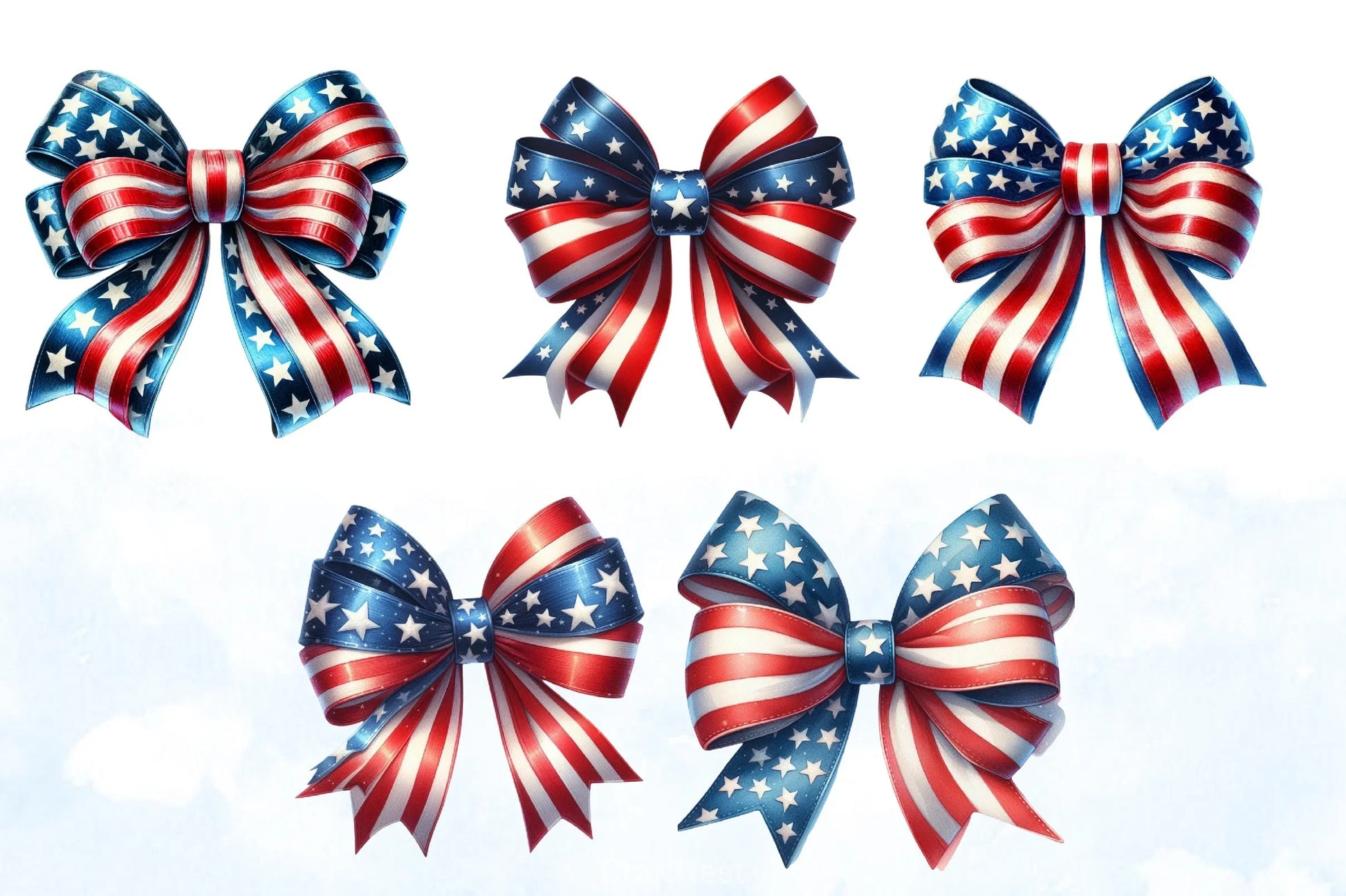 4th of July Bow Clipart Bundle 4 - CraftNest - Digital Crafting and Art