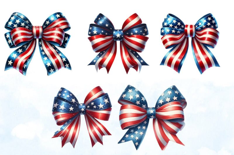 4th of July Bow Clipart Bundle 4 - CraftNest - Digital Crafting and Art