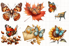 Fall Butterfly Garden Clipart Bundle - CraftNest - Digital Crafting and Art