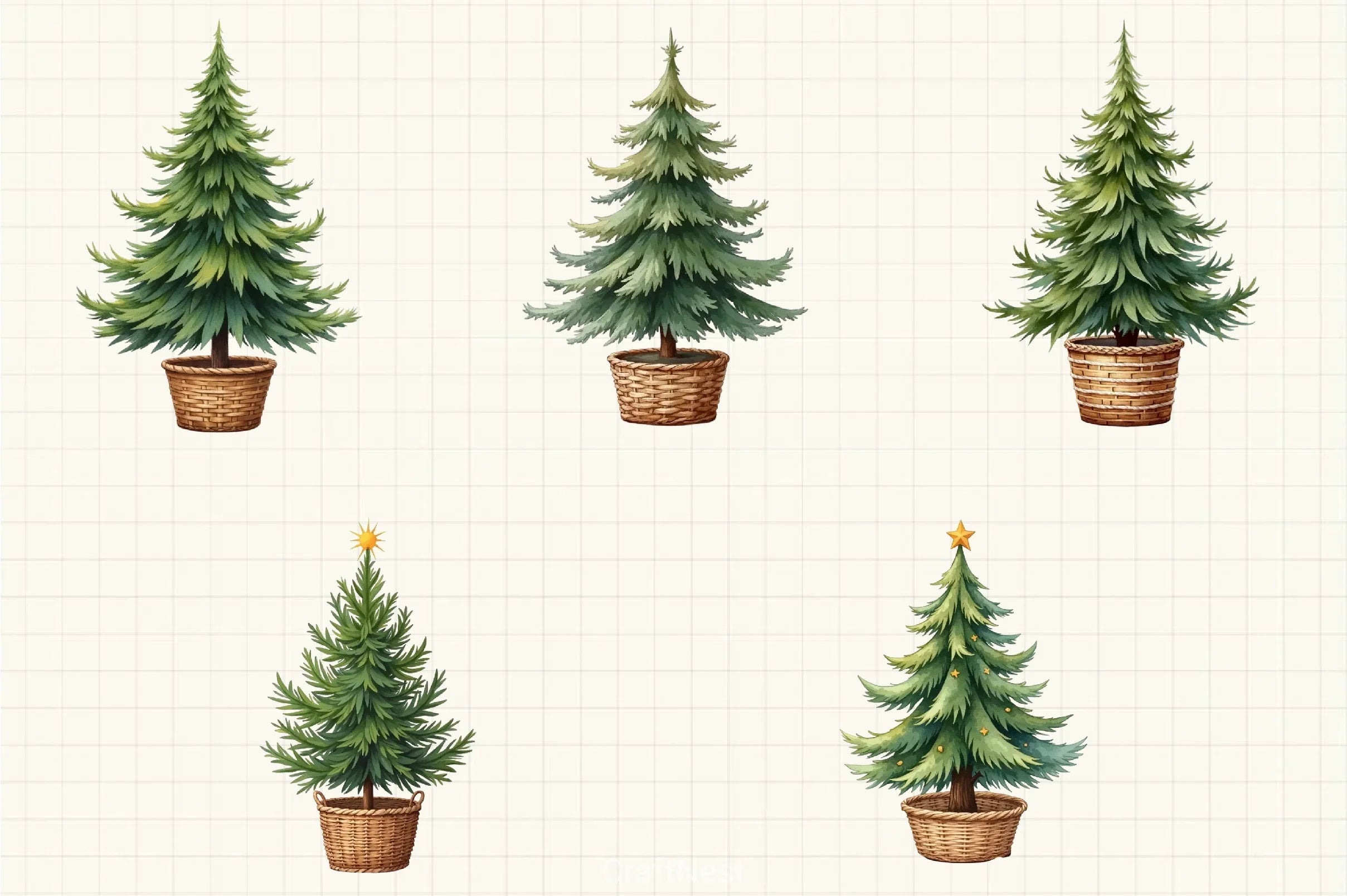 Boho Christmas Tree Clipart Bundle - CraftNest - Digital Crafting and Art