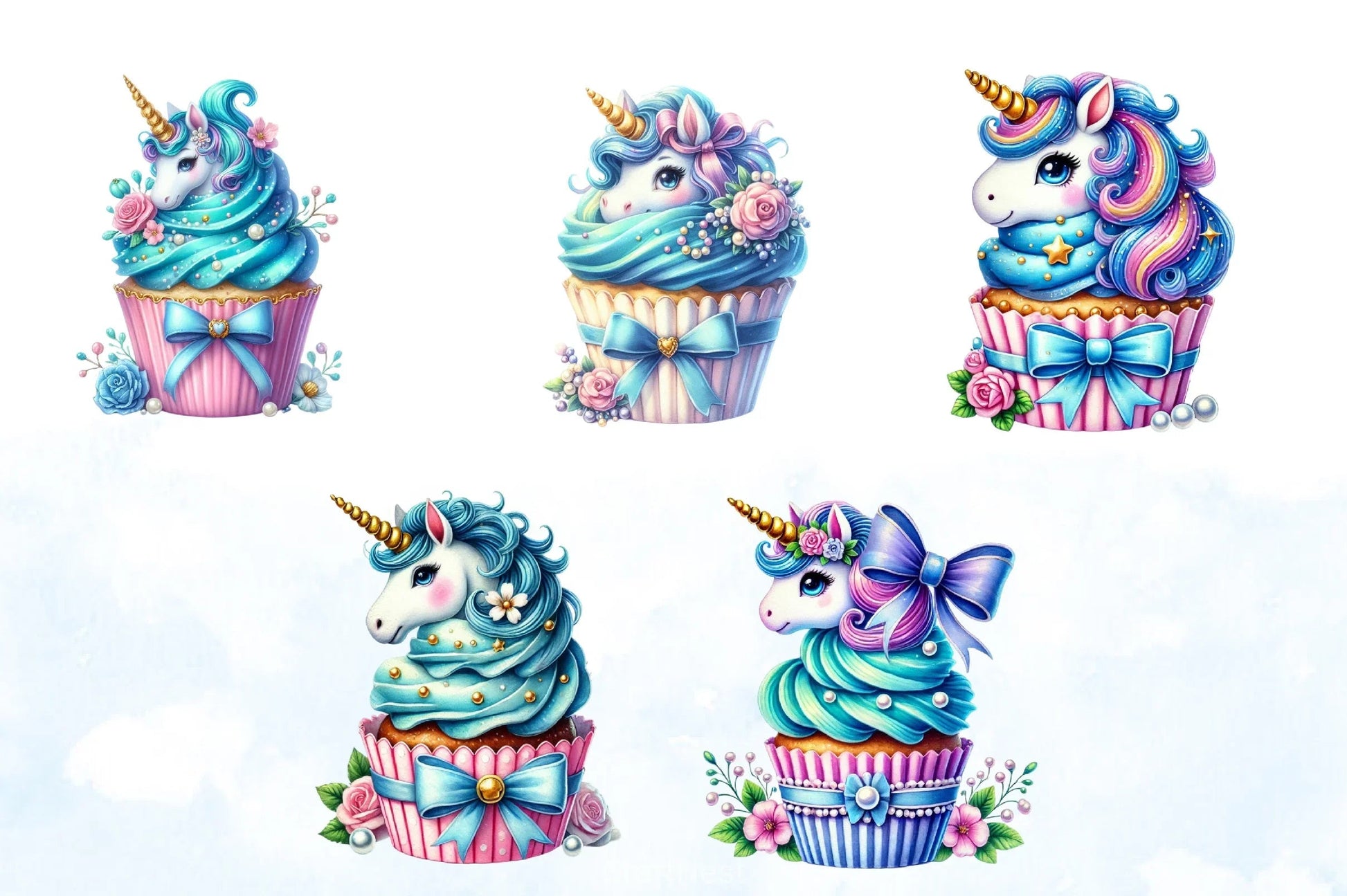 Unicorn Cupcakes Clipart Bundle - CraftNest - Digital Crafting and Art