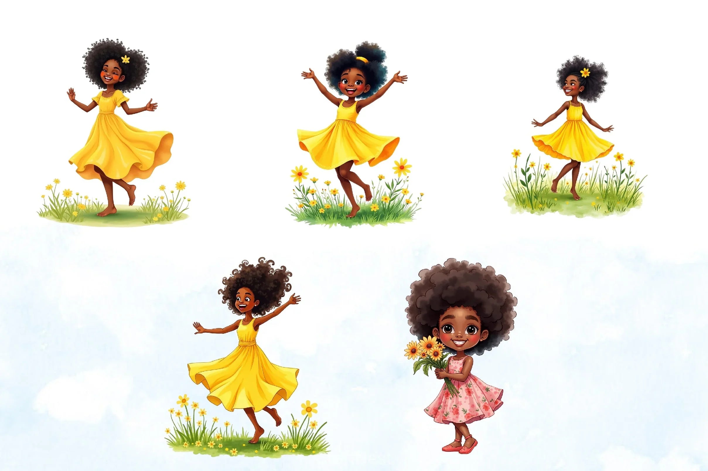 Spring Black Girl Clipart Bundle - CraftNest - Digital Crafting and Art
