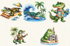Summer Crocodile Clipart Bundle - CraftNest - Digital Crafting and Art