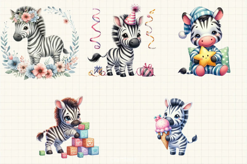 Cute Zebra Clipart Bundle - CraftNest - Digital Crafting and Art