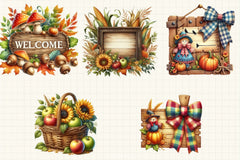 Autumn Wooden Signs Clipart Bundle - CraftNest - Digital Crafting and Art