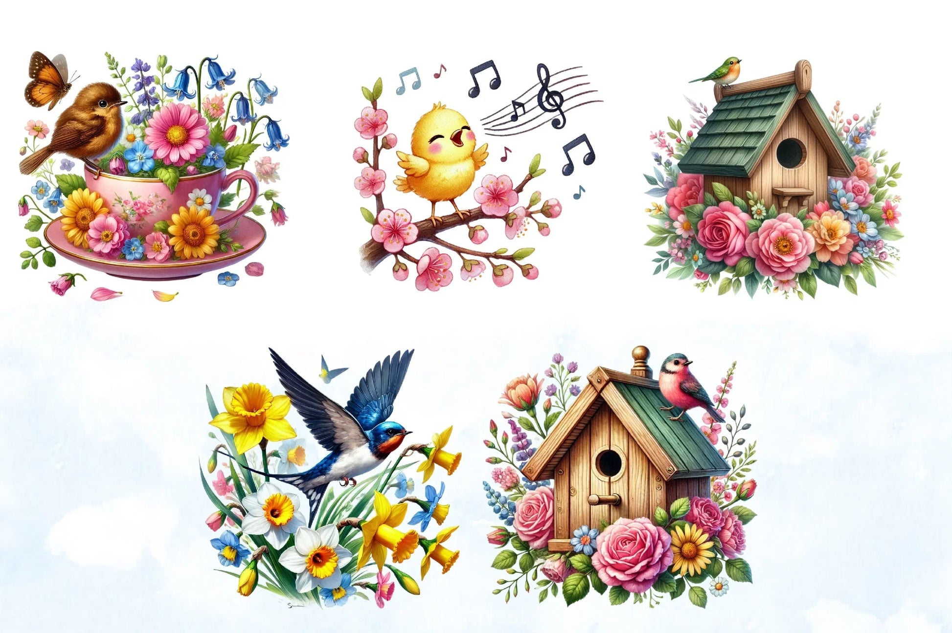 Spring Birds Clipart Bundle - CraftNest - Digital Crafting and Art