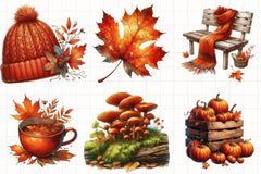 Burnt Orange Autumn Clipart Bundle 3 - CraftNest - Digital Crafting and Art