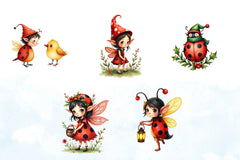 Ladybug Elf Clipart Bundle - CraftNest - Digital Crafting and Art