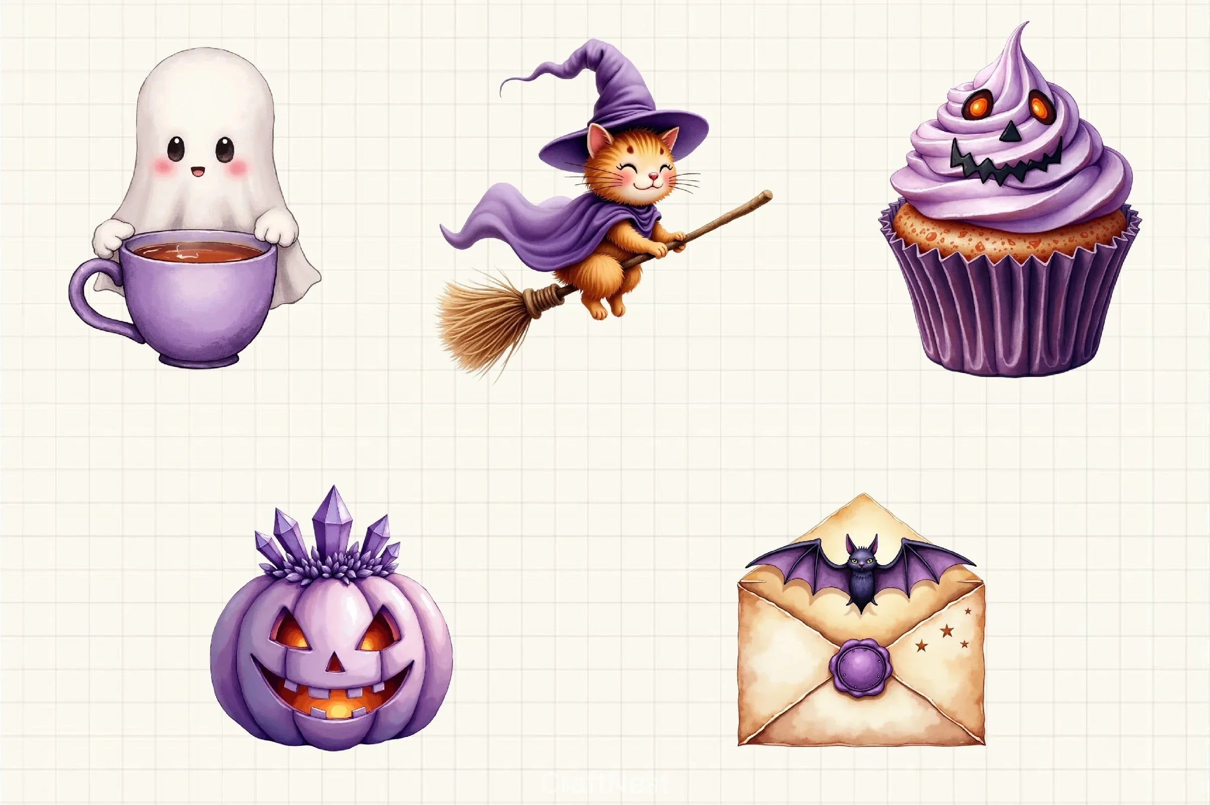 Lavender Halloween Clipart Bundle - CraftNest - Digital Crafting and Art