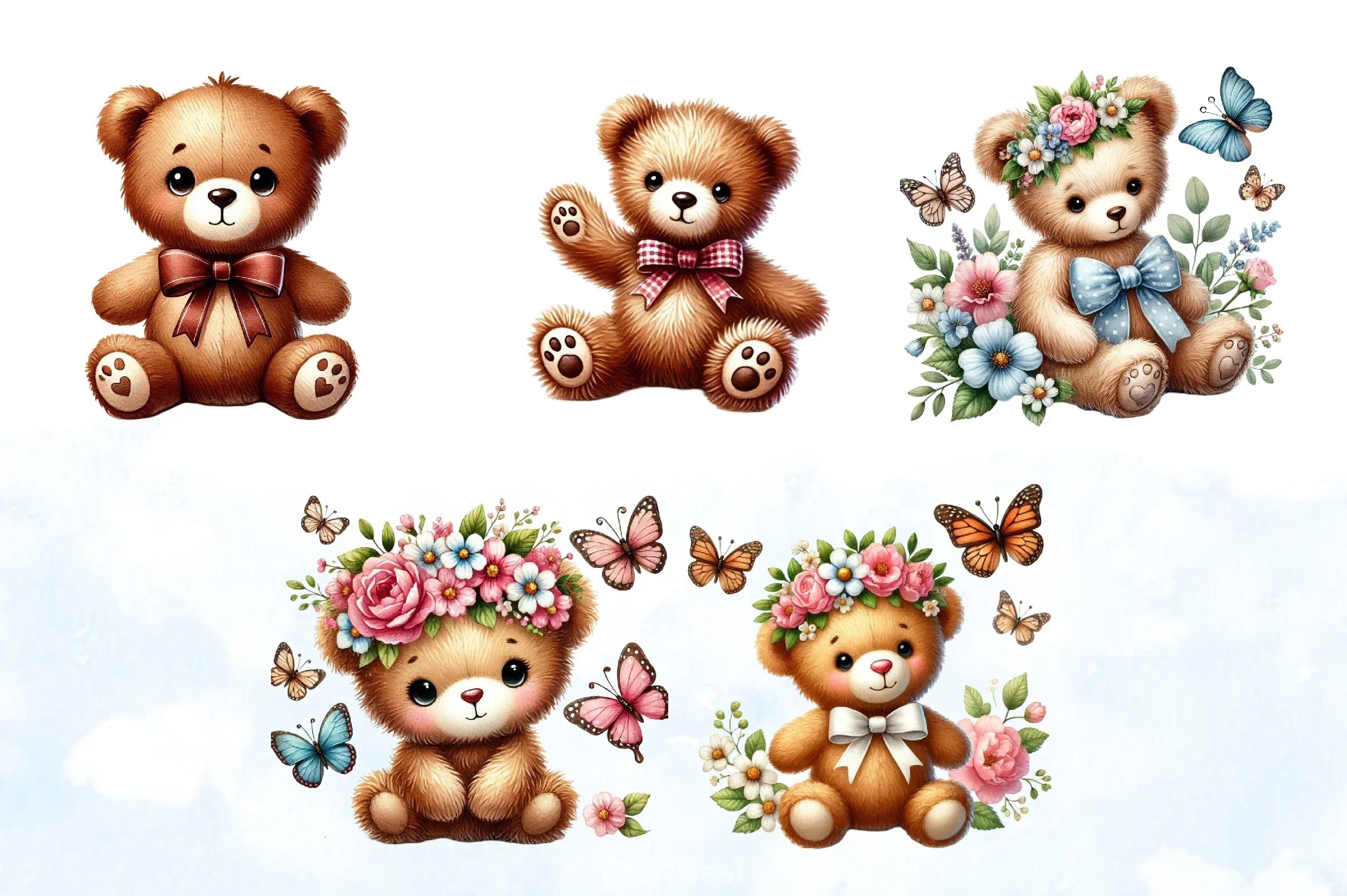 Teddy Bear Easter Clipart Bundle - CraftNest - Digital Crafting and Art