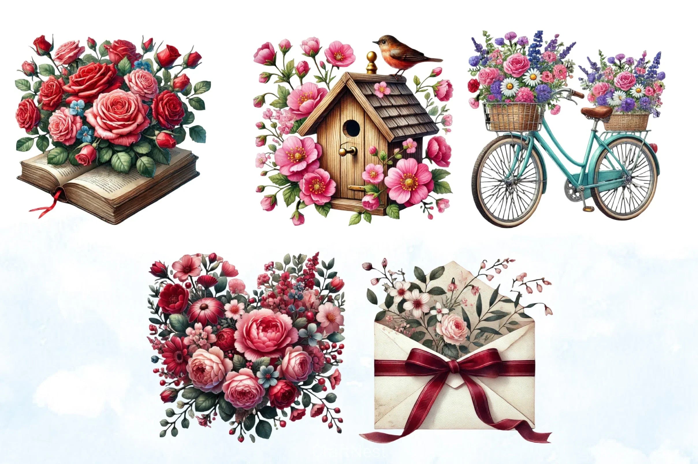 Burgundy Spring Clipart Bundle - CraftNest - Digital Crafting and Art