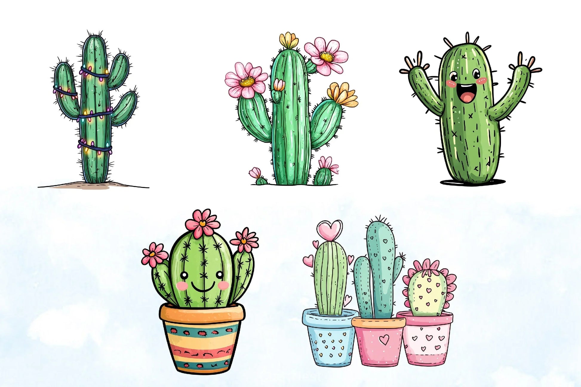 Cactus Doodle Clipart Bundle - CraftNest - Digital Crafting and Art