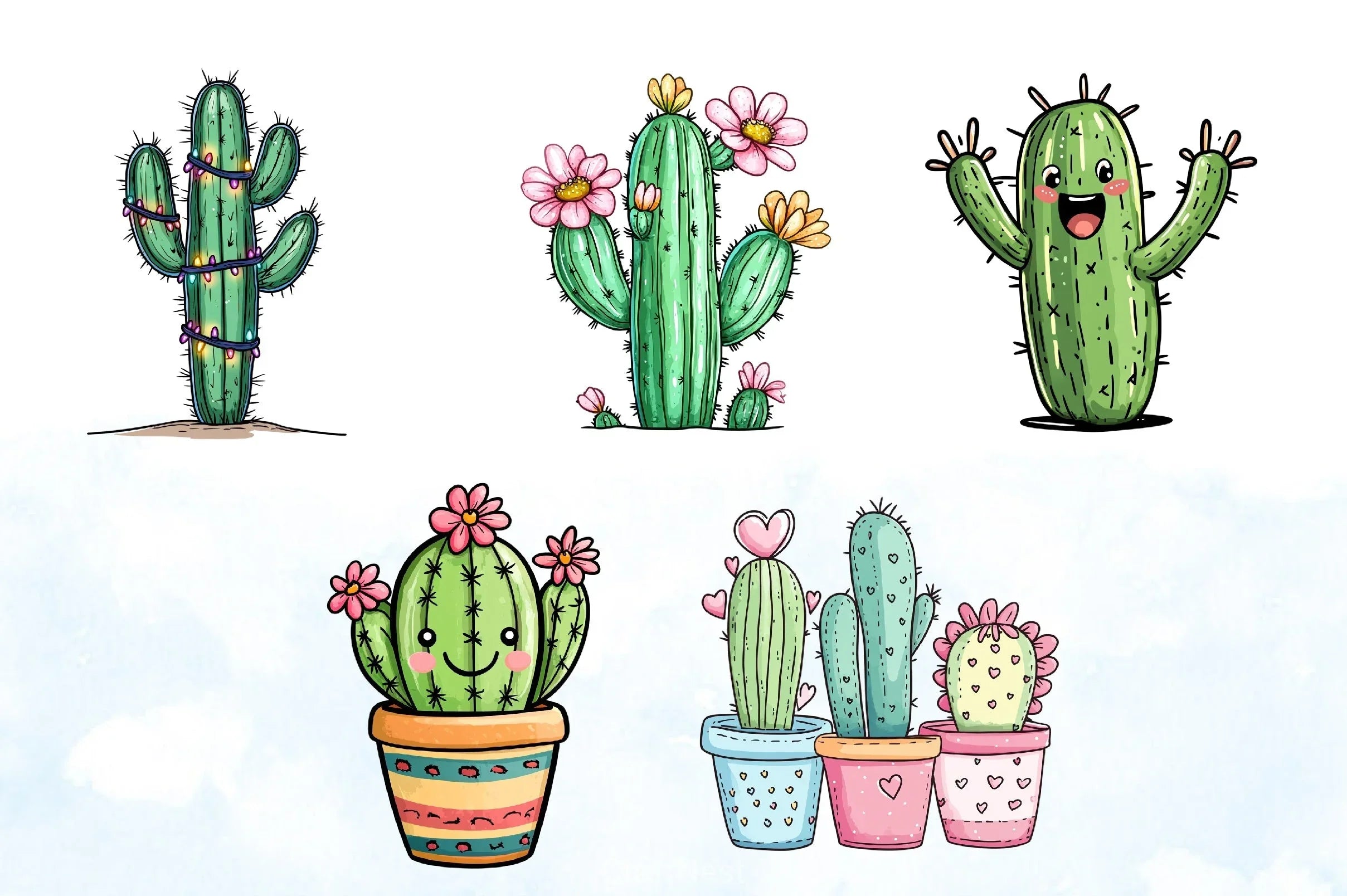Cactus Doodle Clipart Bundle - CraftNest - Digital Crafting and Art