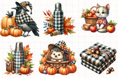 Gingham Autumn Clipart Bundle 4 - CraftNest - Digital Crafting and Art