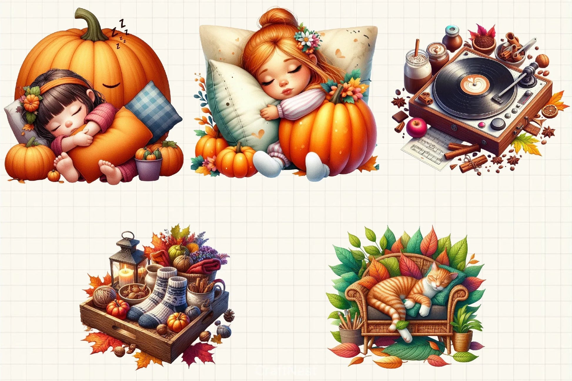 Fall Lazy Day Clipart Bundle - CraftNest - Digital Crafting and Art