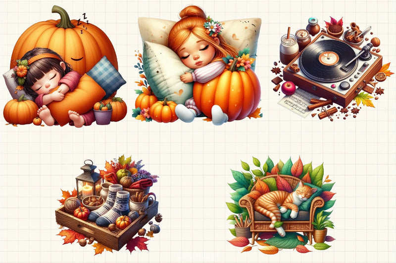 Fall Lazy Day Clipart Bundle - CraftNest - Digital Crafting and Art