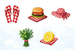 Summer Red Gingham Clipart Bundle - CraftNest - Digital Crafting and Art