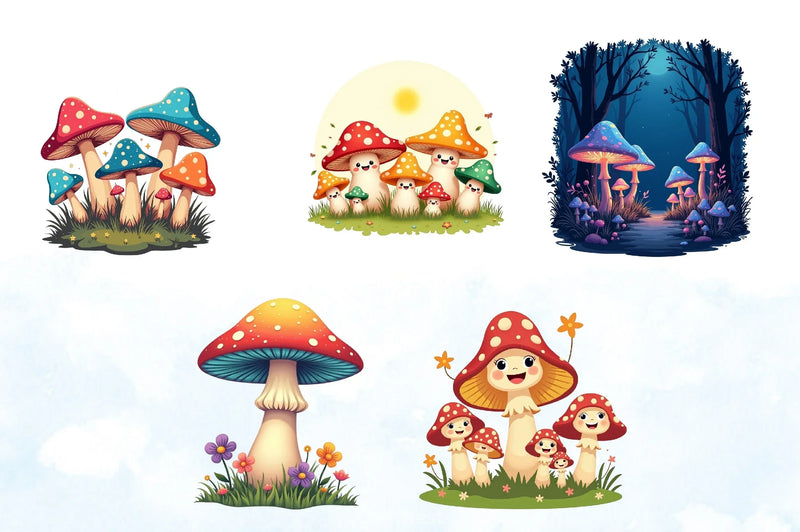 Summer Mushrooms Clipart Bundle - CraftNest - Digital Crafting and Art