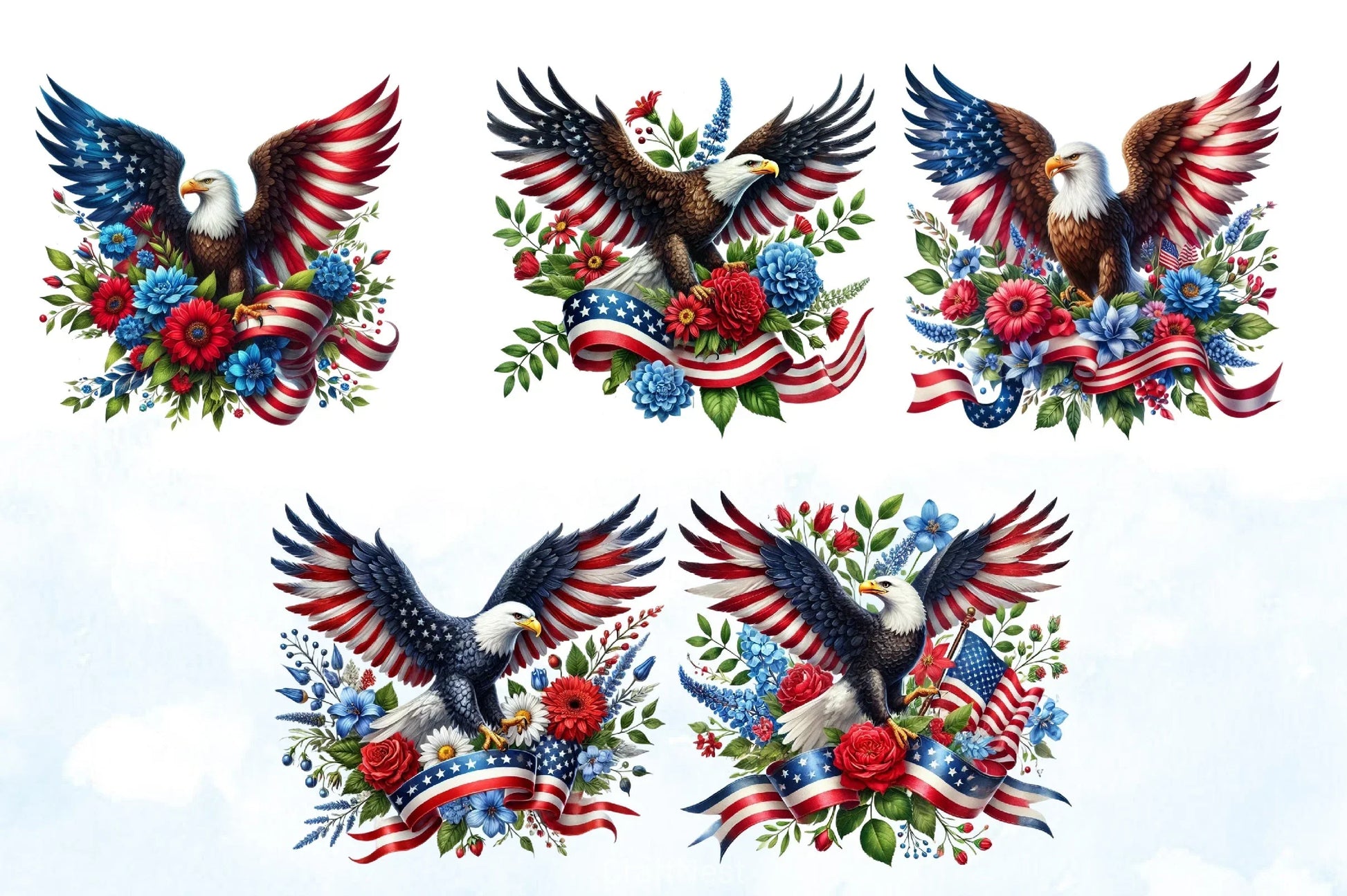 4th of July Eagle Clipart Bundle - CraftNest - Digital Crafting and Art