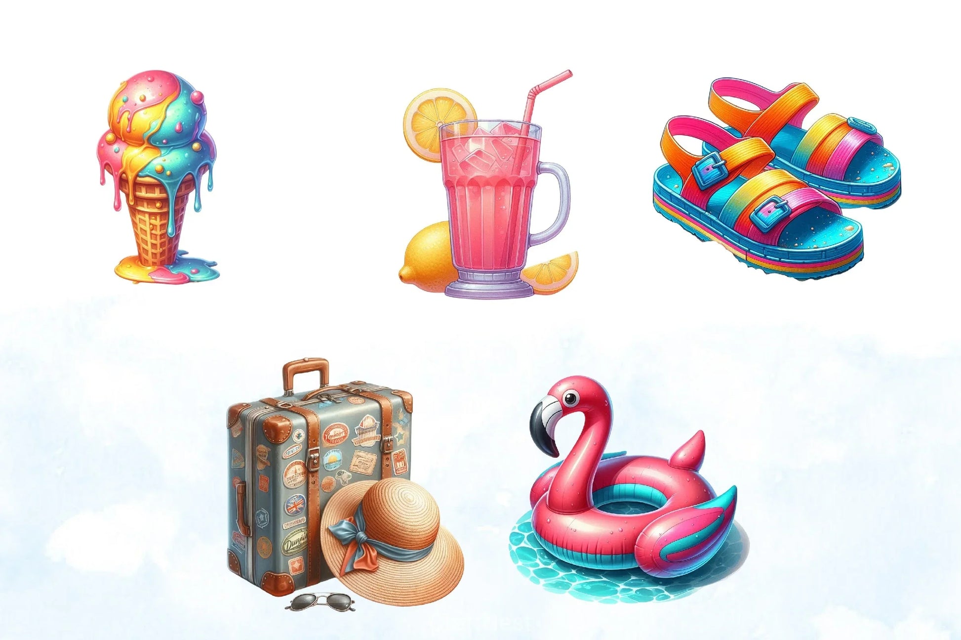 Retro Summer Beach Clipart Bundle - CraftNest - Digital Crafting and Art