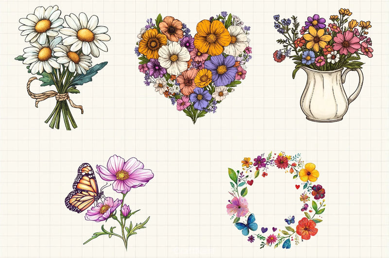 Summer Flowers Clipart Bundle - CraftNest - Digital Crafting and Art
