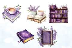Spring Books Purple Clipart Bundle - CraftNest - Digital Crafting and Art