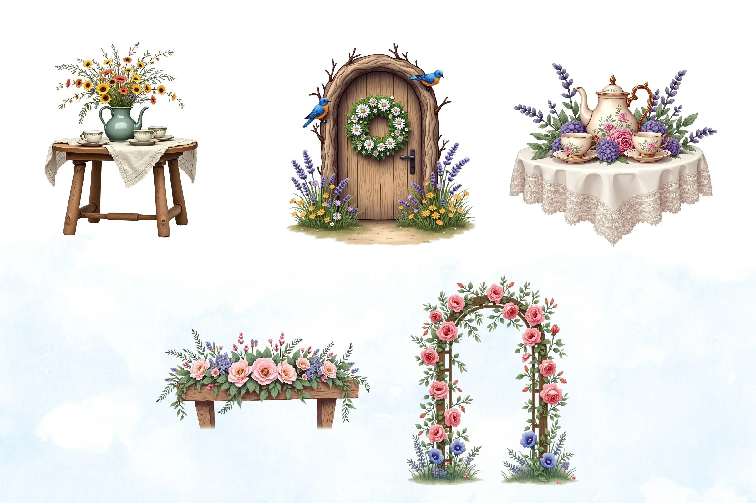 Floral Cottagecore Clipart Bundle - CraftNest - Digital Crafting and Art