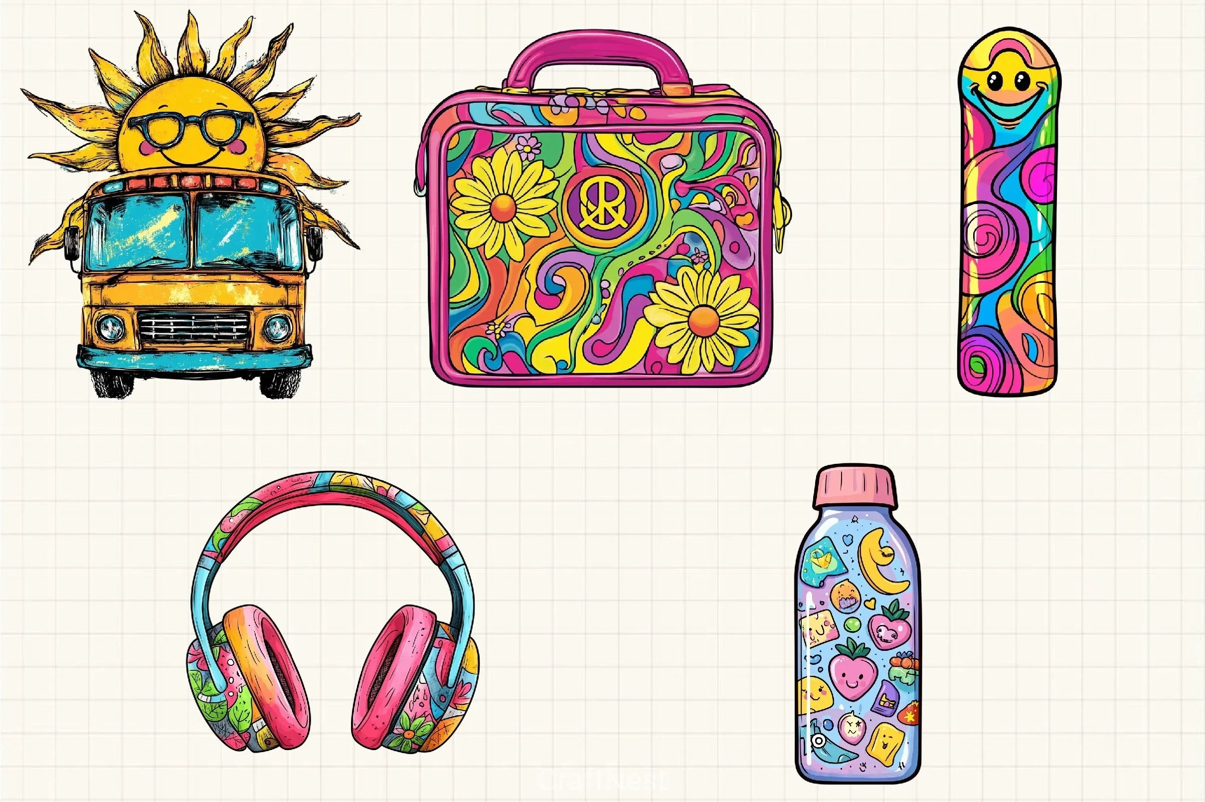 Groovy School Clipart Bundle 5 - CraftNest - Digital Crafting and Art