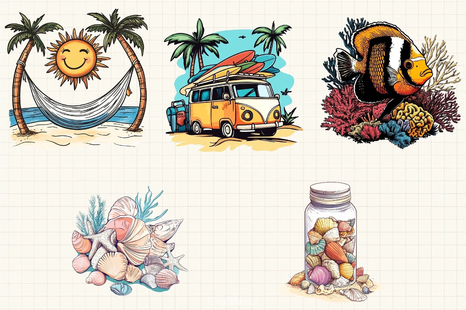 Beach Holiday Clipart Bundle - CraftNest - Digital Crafting and Art