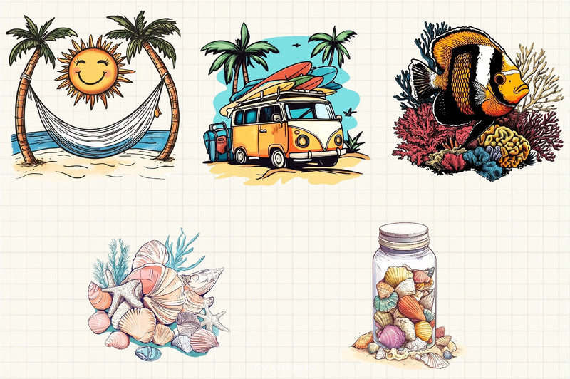 Beach Holiday Clipart Bundle - CraftNest - Digital Crafting and Art