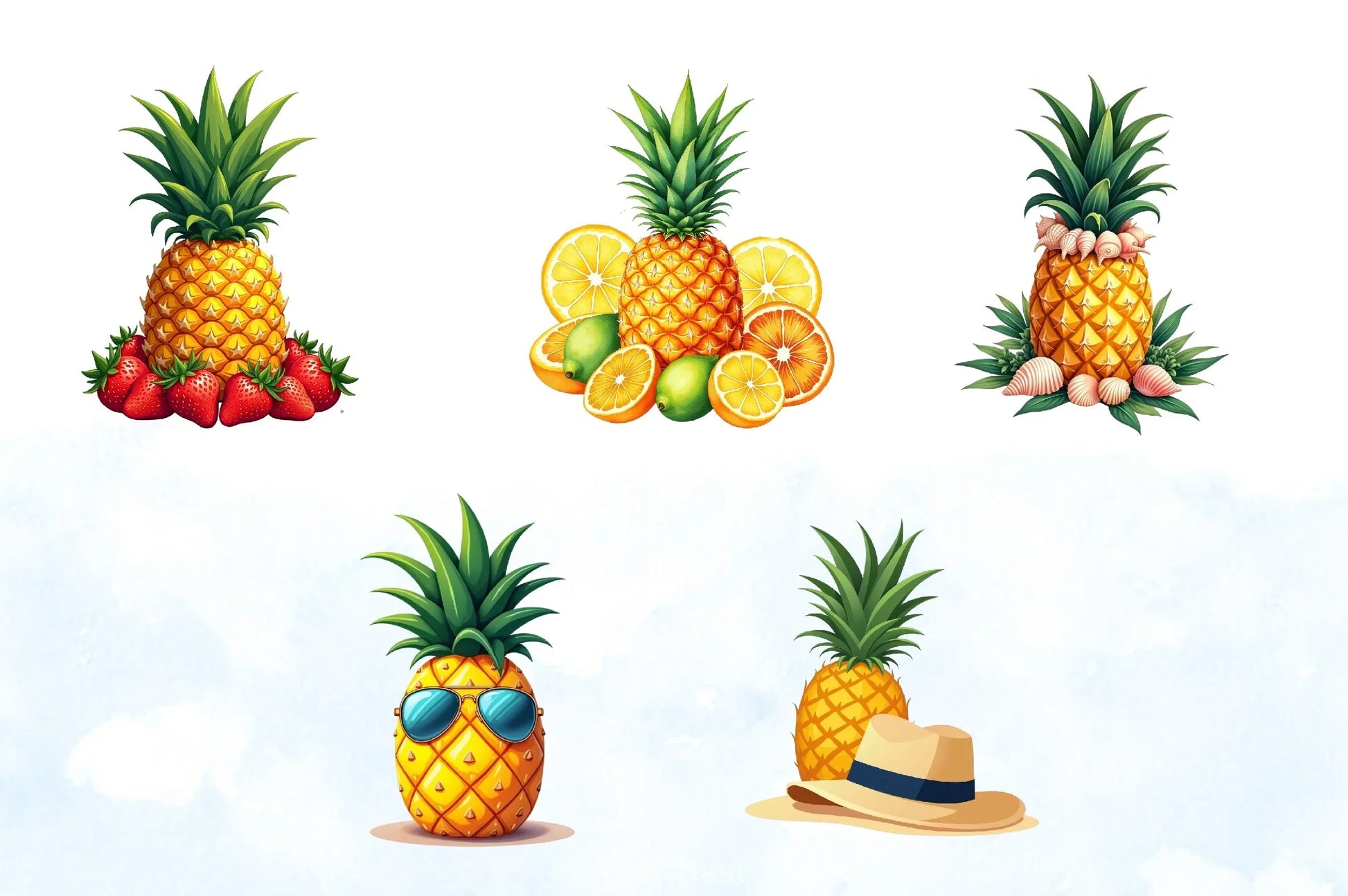 Pineapples Clipart Bundle - CraftNest - Digital Crafting and Art