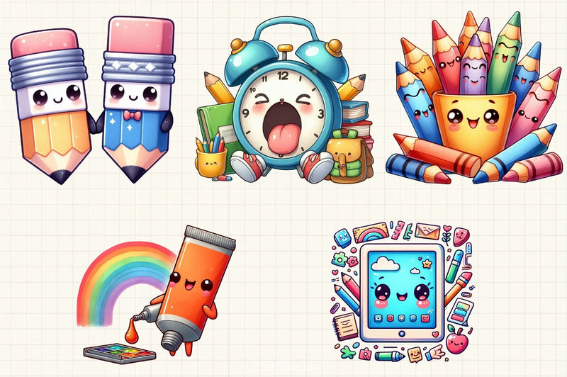Kawaii School Clipart Bundle 3 - CraftNest - Digital Crafting and Art