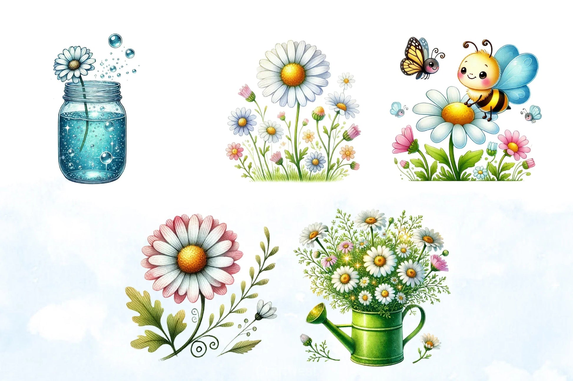 Spring Daisy Farm Clipart Bundle - CraftNest - Digital Crafting and Art