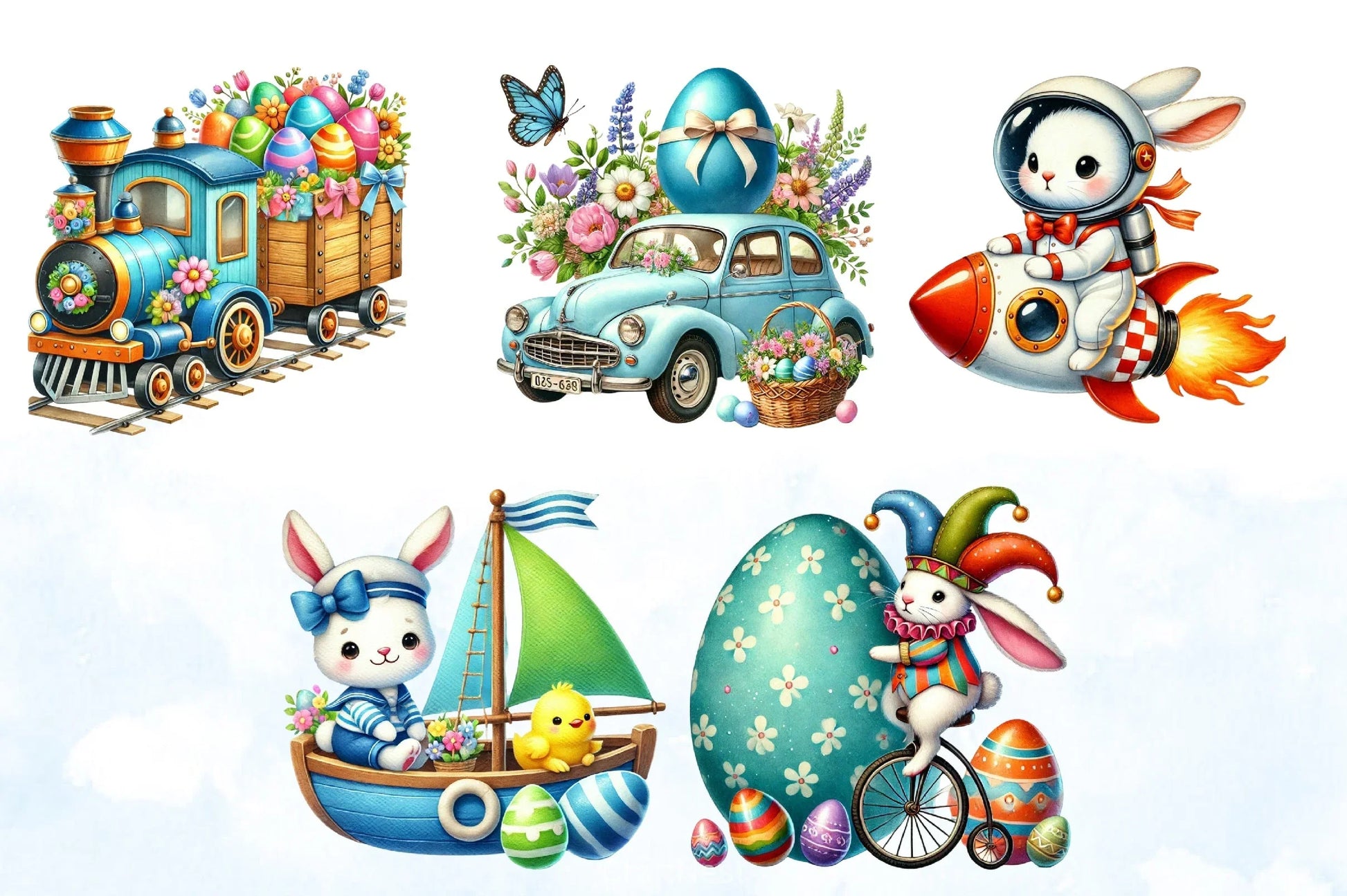Easter Transportation Clipart Bundle - CraftNest - Digital Crafting and Art