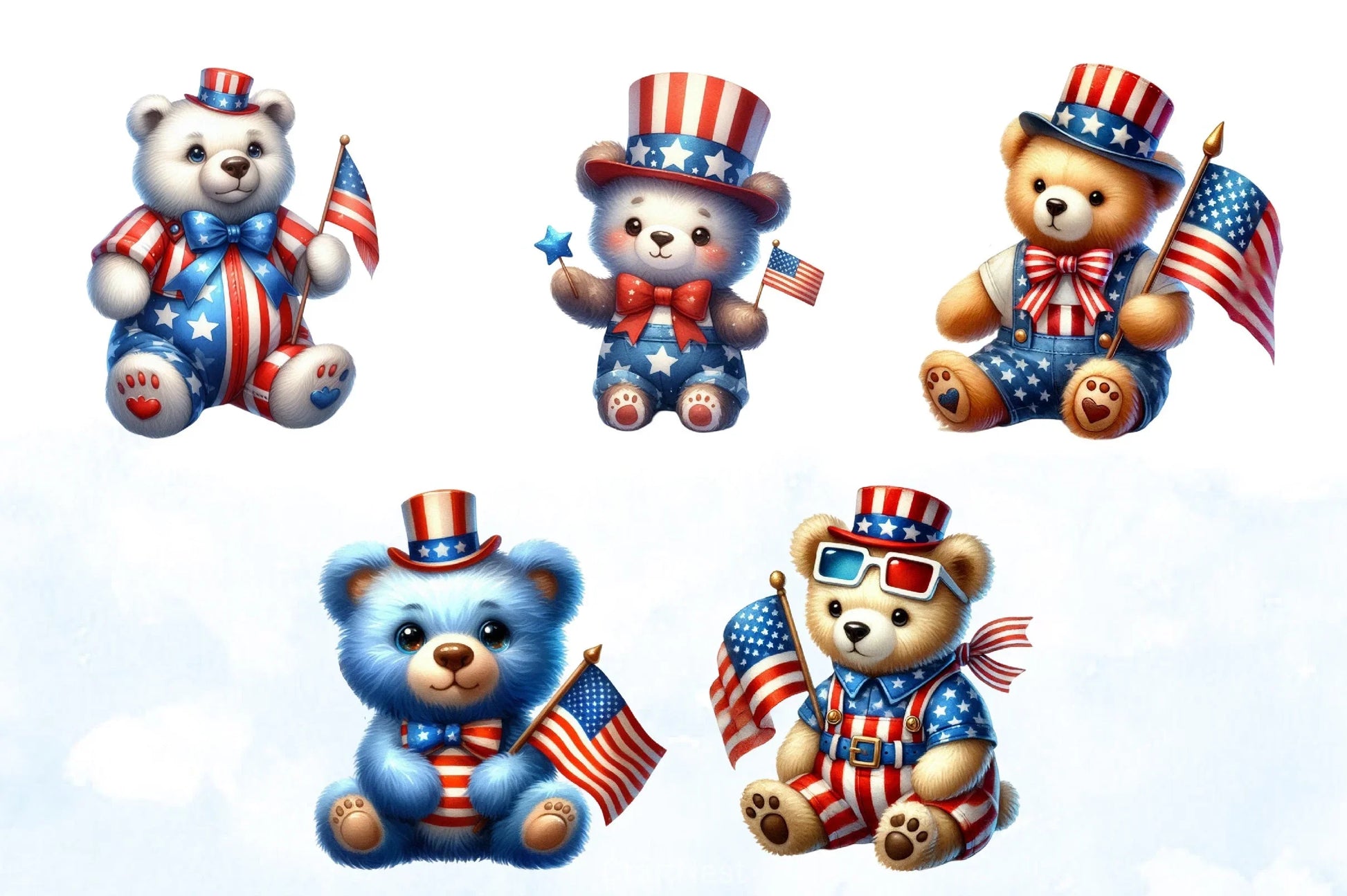 4th of July Bear Clipart Bundle - CraftNest - Digital Crafting and Art