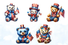 4th of July Bear Clipart Bundle - CraftNest - Digital Crafting and Art