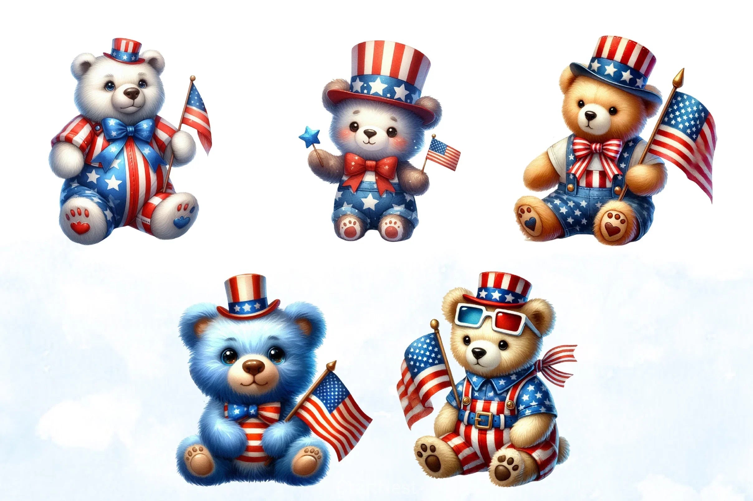 4th of July Bear Clipart Bundle - CraftNest - Digital Crafting and Art