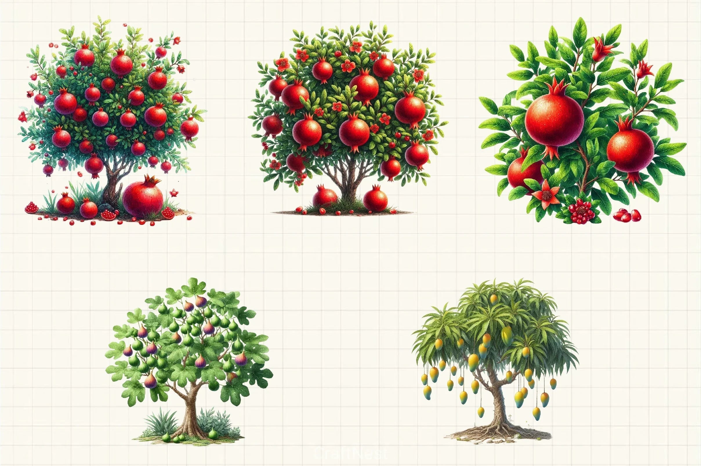 Fruit Trees Clipart Bundle - CraftNest - Digital Crafting and Art