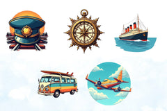Vintage Travel Clipart Bundle 4 - CraftNest - Digital Crafting and Art