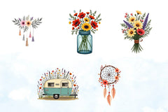 Boho Wildflower Dream Clipart Bundle - CraftNest - Digital Crafting and Art