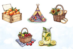 Happy Rustic Summer Clipart Bundle - CraftNest - Digital Crafting and Art
