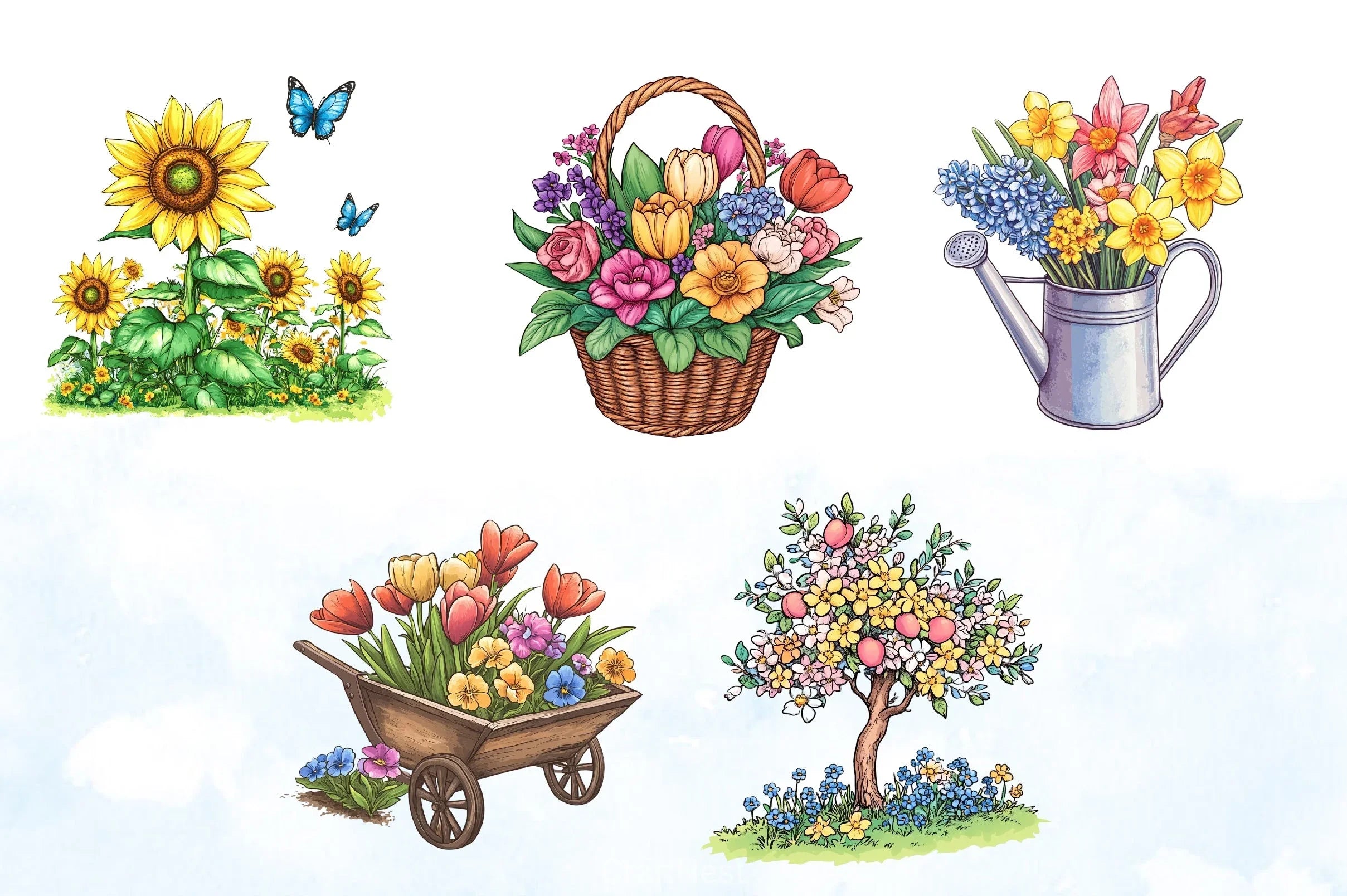 Floral Garden Spring Clipart Bundle 1 - CraftNest - Digital Crafting and Art